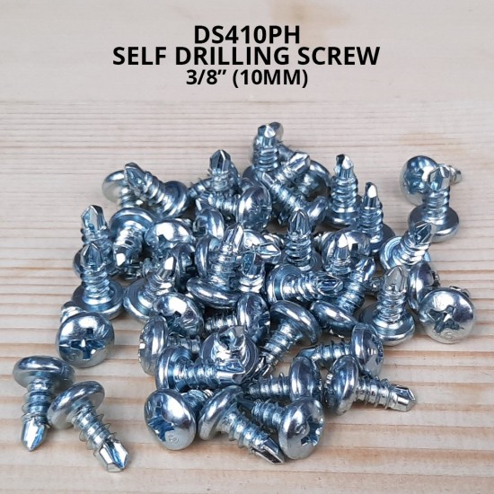 Self Drilling Screw DS410PH(ZP) #8 x 3/8" (10MM) Zinc Plated Pan Head (50PCS/PKT)