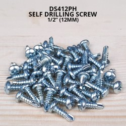 Self Drilling Screw DS412PH(ZP) #8 x 1/2" (12MM) Zinc Plated Pan Head (50PCS/PKT)