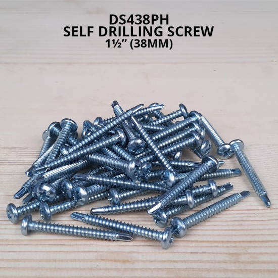 Self Drilling Screw DS438PH(ZP) #8 x 1½" (38MM) Zinc Plated Pan Head (50PCS/PKT)