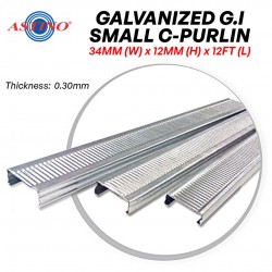 Astino Galvanized G.I Small C-Purlin For Plaster Ceiling Works 34MM (W) x 12MM (H) x 0.30MM (T) x 3657.6MM 12' (L)