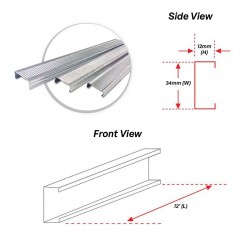 Astino Galvanized G.I Small C-Purlin For Plaster Ceiling Works 34MM (W) x 12MM (H) x 0.30MM (T) x 3657.6MM 12' (L) Astino Galvanized G.I Small C-Purlin For Plaster Ceiling Works 34MM (W) x 12MM (H) x 0.30MM (T) x 3657.6MM 12' (L)