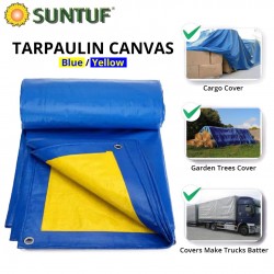 Tarpaulin YBK-1012 Canvas Sheet (Blue/Yellow) C/W Reinforcement Rings 10' (W) x 12' (L)