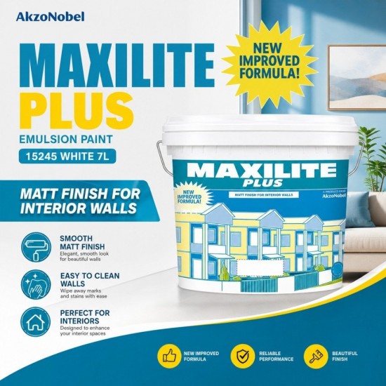 AkzoNobel Maxilite Plus Emulsion Paint 15245 White 7L