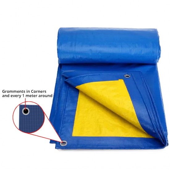 Tarpaulin YBK-0812 Canvas Sheet (Blue/Yellow) C/W Reinforcement Rings 8' (W) x 12' (L) Tarpaulin YBK-0812 Canvas Sheet (Blue/Yellow) C/W Reinforcement Rings 8' (W) x 12' (L)