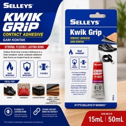 Selleys Kwik Grip Contact Adhesive, Ideal for Leather, Rubber Surfaces 15ml/50ml