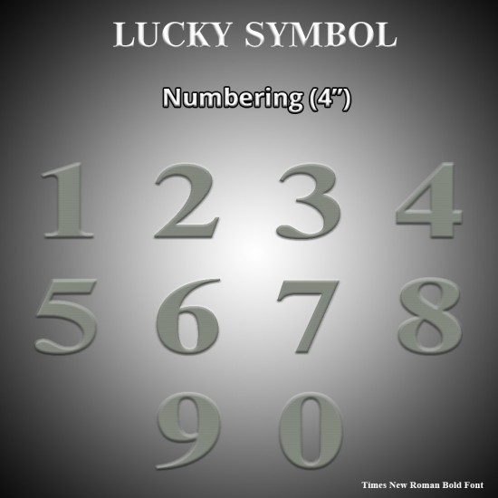 Lucky Symbol Numbering Arcylic Base with Stainless Steel Hairline Finish 4" Lucky Symbol Numbering Arcylic Base with Stainless Steel Hairline Finish 4"
