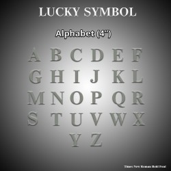 Lucky Symbol Alphabet Arcylic Base with Stainless Steel Hairline Finish 4"