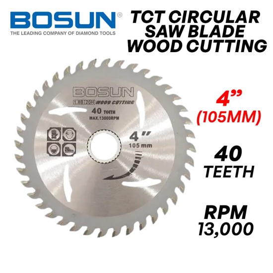 Bosun TCT Circular Saw Blade Wood Cutting Disc 4" 105MM (D) x 40T x 2MM (T) x 20MM (BD)