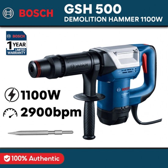 BOSCH GSH 500 (GEN 2) Demolition Hammer with 17mm Hex Professional 1100W (06113386L0) BOSCH GSH 500 (GEN 2) Demolition Hammer with 17mm Hex Professional 1100W (06113386L0)