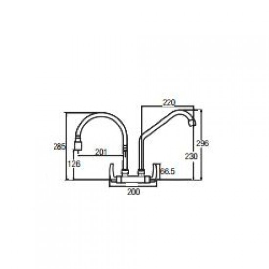 Aimer AMFC-1940A Kitchen Wall Double Flexible Hose & L Spout Sink Tap