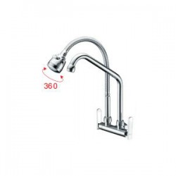Aimer AMFC-3640A Kitchen Wall Double Flexible Hose & L Spout Sink Tap
