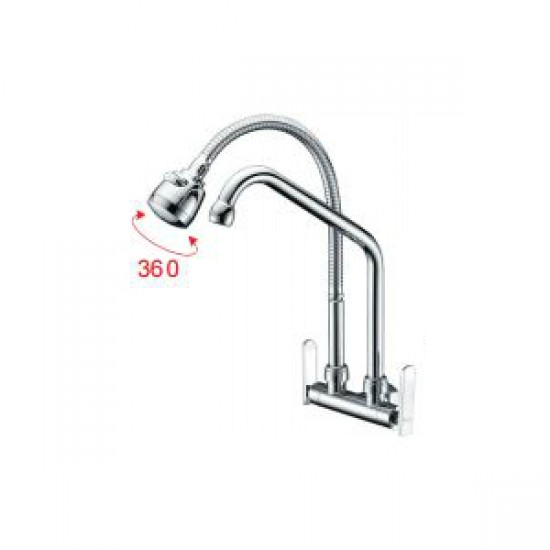 Aimer AMFC-3640A Kitchen Wall Double Flexible Hose & L Spout Sink Tap Aimer AMFC-3640A Kitchen Wall Double Flexible Hose & L Spout Sink Tap