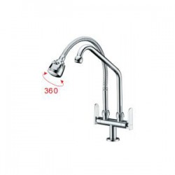 Aimer AMFC-3641A Kitchen Pillar Double Flexible Hose & L Spout Sink Tap