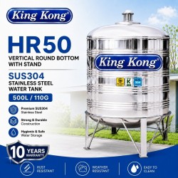 King Kong HR50 Vertical Round Bottom With Stand Stainless Steel Water Tank 500L/110G