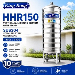 King Kong HHR150 Vertical Round Bottom With Stand Stainless Steel Water Tank 1500L/330G