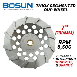 Bosun Thick Segmented Cup Wheel 7" 180MM (D) 12 (S) x 4MM (T) x 16MM (AS)