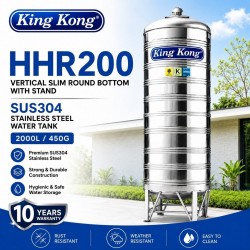 King Kong HHR200 Vertical Round Bottom With Stand Stainless Steel Water Tank 2000L/450G