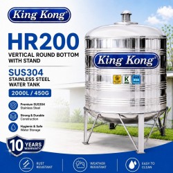 King Kong HR200 Vertical Round Bottom With Stand Stainless Steel Water Tank 2000L/450G
