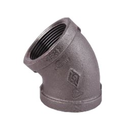 Black Malleable Iron Steam Pipe Fittings 45 Degree Equal Elbow 3/4"