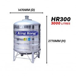 King Kong HR300 Vertical Round Bottom With Stand Stainless Steel Water Tank 3000L/670G