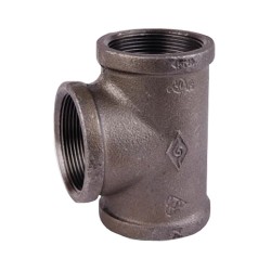 Black Malleable Iron Steam Pipe Fittings Equal Tee 2"