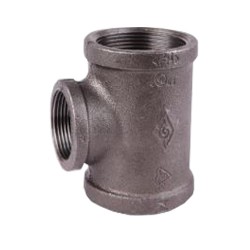 Black Malleable Iron Steam Pipe Fittings Reducing Tee 2 1/2" x 2"