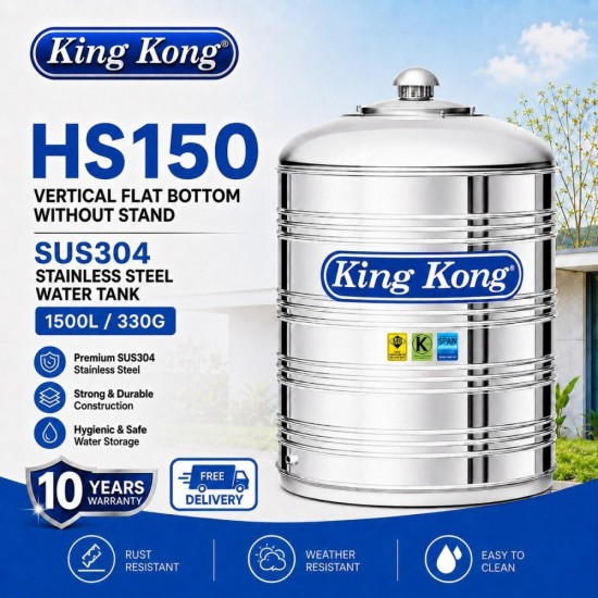 King Kong HS50 Vertical Flat Bottom Without Stand Stainless Steel Water Tank 500L/110G King Kong HS50 Vertical Flat Bottom Without Stand Stainless Steel Water Tank 500L/110G