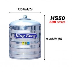 King Kong HS50 Vertical Flat Bottom Without Stand Stainless Steel Water Tank 500L/110G