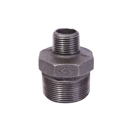 Black Malleable Iron Steam Pipe Fittings Reducing Hexagon Nipple 3/8" x 1/4"