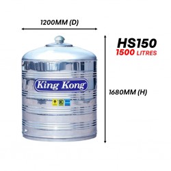 King Kong HS150 Vertical Flat Bottom Without Stand Stainless Steel Water Tank 1500L/330G