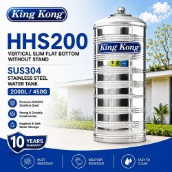 King Kong HHS200 Vertical Flat Bottom Without Stand Stainless Steel Water Tank 2000L/450G