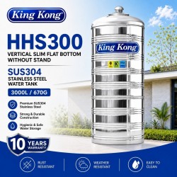 King Kong HHS300 Vertical Flat Bottom Without Stand Stainless Steel Water Tank 3000L/670G
