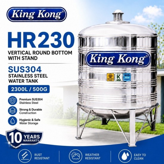 King Kong HS230 Vertical Flat Bottom Without Stand Stainless Steel Water Tank 2300L/500G King Kong HS230 Vertical Flat Bottom Without Stand Stainless Steel Water Tank 2300L/500G