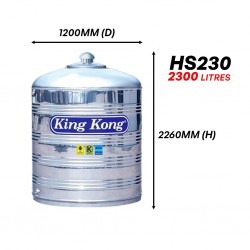 King Kong HS230 Vertical Flat Bottom Without Stand Stainless Steel Water Tank 2300L/500G