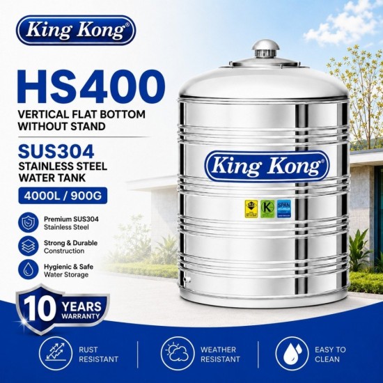 King Kong HS400 Vertical Flat Bottom Without Stand Stainless Steel Water Tank 4000L/900G King Kong HS400 Vertical Flat Bottom Without Stand Stainless Steel Water Tank 4000L/900G