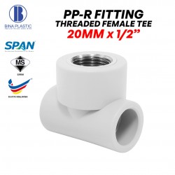 Bina Plastic PP-R Fittings Threaded Female Tee 20MM x 1/2" (1PC)