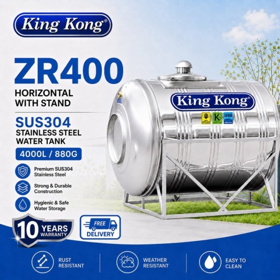 King Kong ZR400 Horizontal With Stand Stainless Steel Water Tank 4000L/900G King Kong ZR400 Horizontal With Stand Stainless Steel Water Tank 4000L/900G