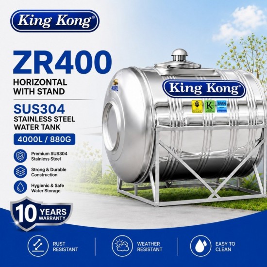 King Kong ZR400 Horizontal With Stand Stainless Steel Water Tank 4000L/900G King Kong ZR400 Horizontal With Stand Stainless Steel Water Tank 4000L/900G