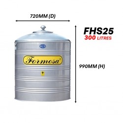 Formosa FHS25 Vertical Flat Bottom Without Stand SUS 316 Stainless Steel Water Tank 300L/66G