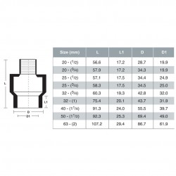 Bina Plastic PP-R Fittings Threaded Male Coupling 63MM x 2" (1PC)