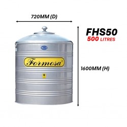 Formosa FHS50 Vertical Flat Bottom Without Stand SUS 316 Stainless Steel Water Tank 500L/110G