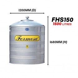 Formosa FHS150 Vertical Flat Bottom Without Stand SUS 316 Stainless Steel Water Tank 1500L/330G