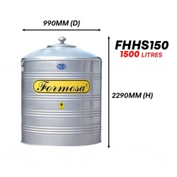 Formosa FHHS150 Vertical Flat Bottom Without Stand SUS 316 Stainless Steel Water Tank 1500L/330G