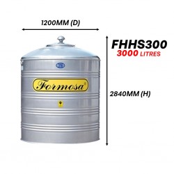 Formosa FHHS300 Vertical Flat Bottom Without Stand SUS 316 Stainless Steel Water Tank 3000L/670G