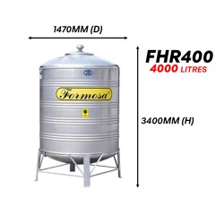 Formosa FHR400 Vertical Round Bottom With Stand Stainless Steel Water Tank 4000L/900G