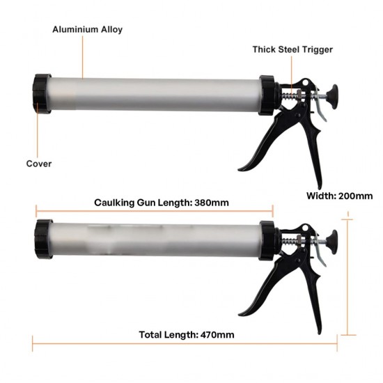CN Aluminium Caulking Gun 15" For 600ML Silicone Sausage