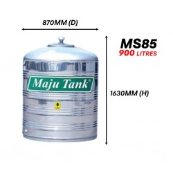 Maju Tank MS85 Vertical Flat Bottom Without Stand Stainless Steel Water Tank 900L/200G