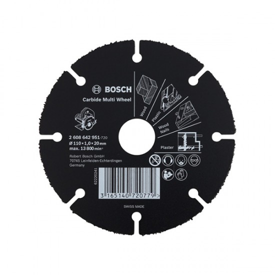 Bosch #2608642952 Carbide Multi Wheel 4 3/8" 110 MM x 20/16 MM (AS) x  1 MM (T)
