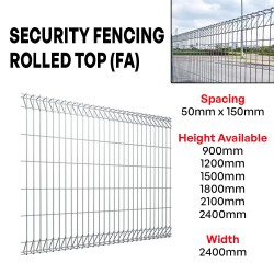Security Fencing Rolled Top Welded Fence (FA) 50MM (VS) x 150MM (HS) x 2400MM (W)