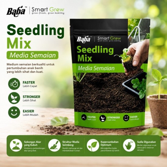 Baba Smart Grow Seedling Mix Soil 3L Baba Smart Grow Seedling Mix Soil 3L